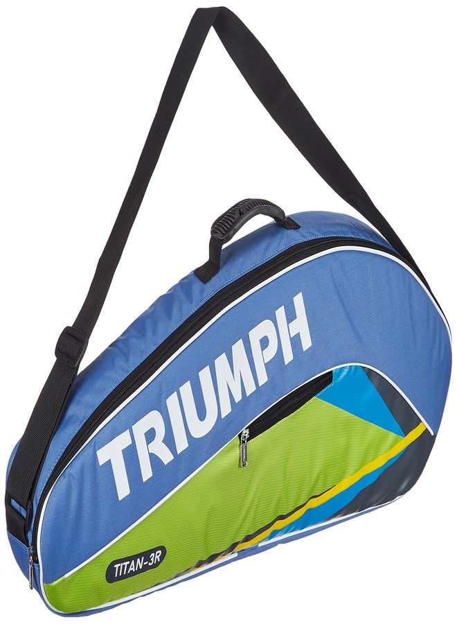 ترايامف مضرب تنس الريشة Triumph Virtue Graphite خفيف الوزن مع أوتار، وحقيبة تنس ريشة Titan-3R ذات حجرة واحدة، لون أزرق سماوي/ليموني - Image 3