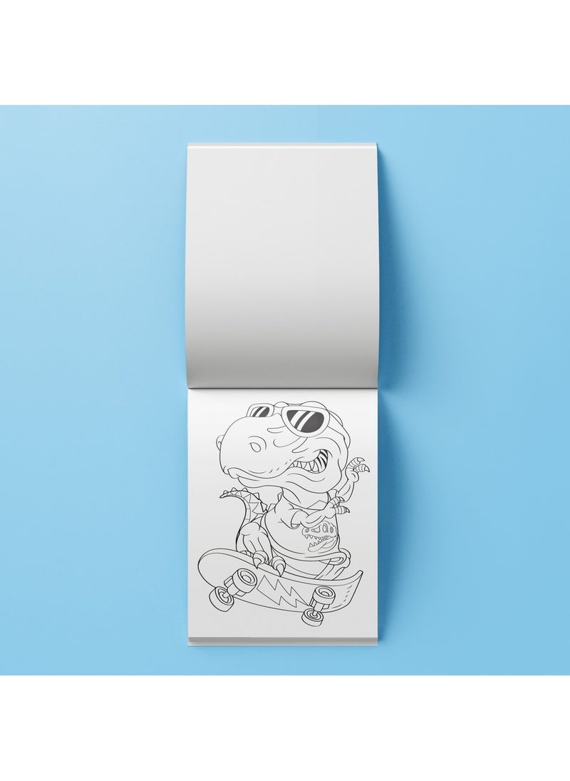 Hinkler مجموعة تلوين دينو ديسكو من هينكلر كاليودوسكوب - مجموعة تلوين ممتعة بموضوع الديناصورات والديسكو تشمل 8 أقلام تلوين مزدوجة الطرف وكتاب تلوين مكون من 32 صفحة، مجموعة فنون إبداعية للأطفال، تصاميم ديناصور ملونة - Image 4