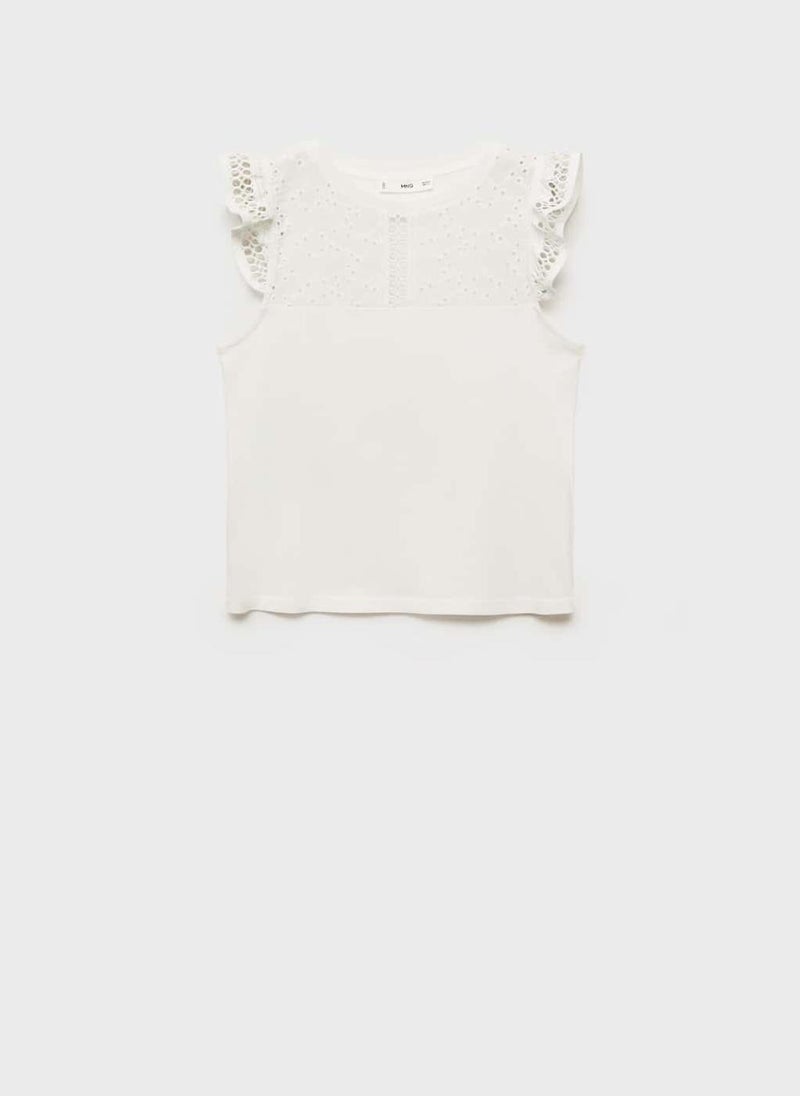 MANGO Openwork Neckline Cotton Top  - Image 5