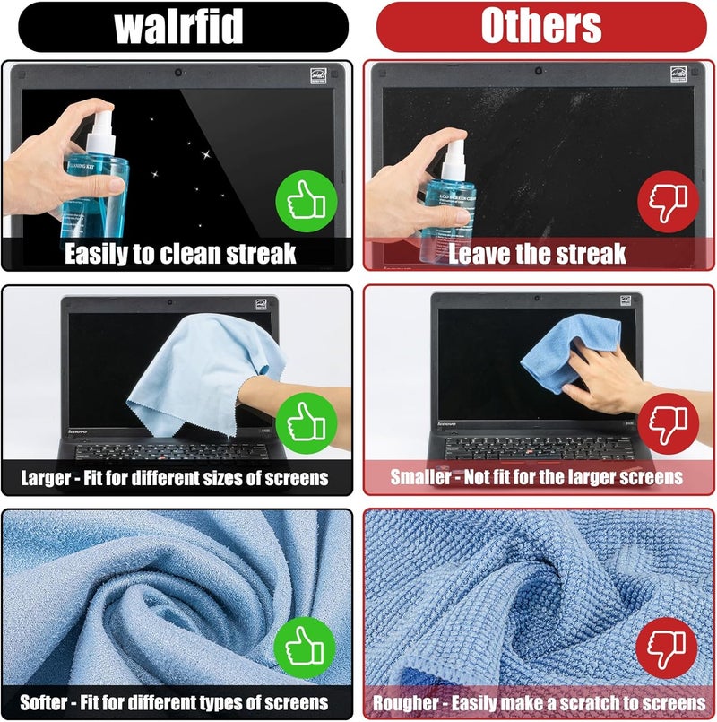 walrfid رذاذ تنظيف شاشة السيارة، مجموعة تنظيف بالرذاذ لشاشات التلفاز والكمبيوتر واللابتوب التي تعمل باللمس، مناسبة لتنظيف أقراص CD وDVD وVCD، والهواتف المحمولة الإلكترونية وآيباد وآيفون وماك بوك برو والأجهزة اللوحية وشاشات LCD وLED المسطحة. - Image 4