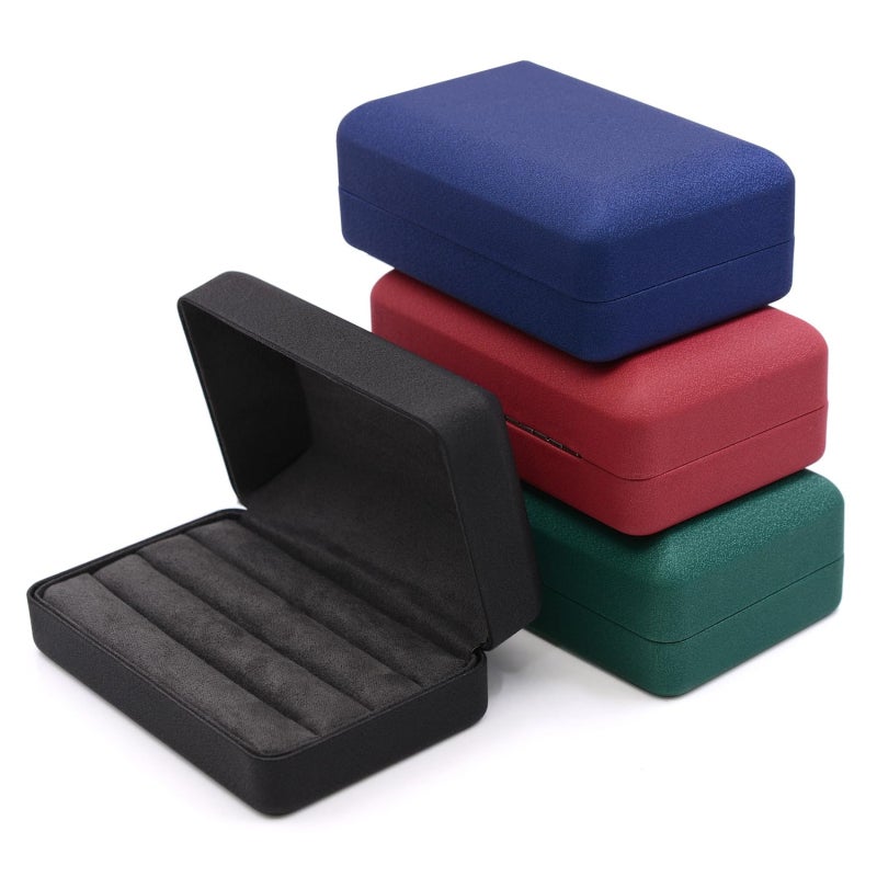 Ring Storage Boxes 4.7x3.1 Inches Imported Silk & PU Leather Construction - Velvet Dividers Compact Ring Holder for Travel On-the-go Women & Girls Jewelry Storage - Image 5
