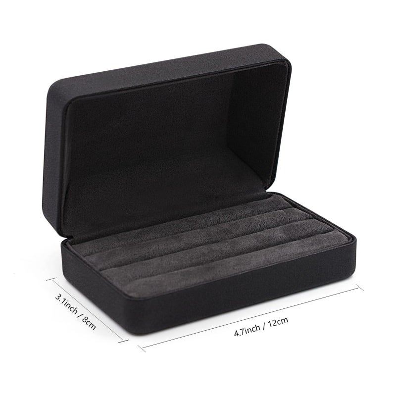Ring Storage Boxes 4.7x3.1 Inches Imported Silk & PU Leather Construction - Velvet Dividers Compact Ring Holder for Travel On-the-go Women & Girls Jewelry Storage - Image 3