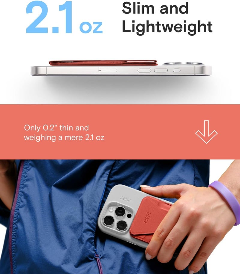 MOFT Magnetic Wallet Stand Compatible with iPhone 17/16/15/14/13/12 Series, Angle Adjustment & Magsafe Compatible MOVAS Phone Stand,Sunset - Image 2