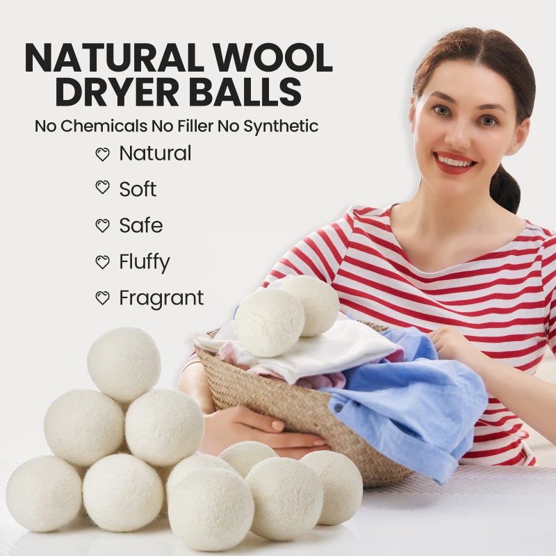 Roowest 36 Pcs Wool Dryer Balls Set Reusable Laundry Wool Balls with Muslin Bags Fabric Softener Anti Wrinkle Anti Static Saving Energy and Time - Image 5