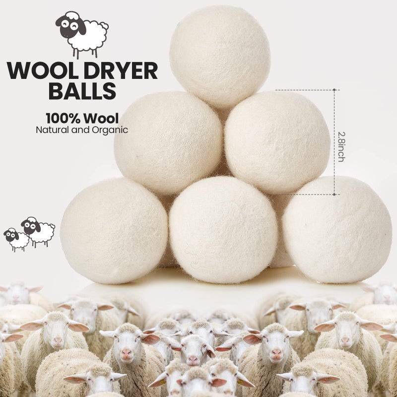 Roowest 36 Pcs Wool Dryer Balls Set Reusable Laundry Wool Balls with Muslin Bags Fabric Softener Anti Wrinkle Anti Static Saving Energy and Time - Image 2