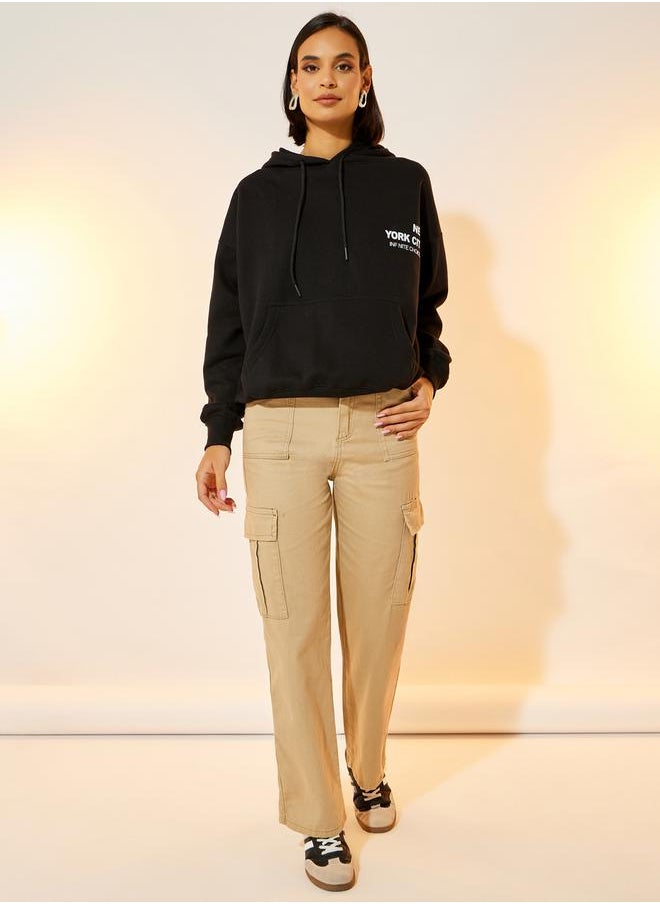 Take Two Solid Straight Fit Mid Rise Cargo Jeans  - Image 1