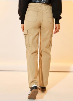 Take Two Solid Straight Fit Mid Rise Cargo Jeans  - Image 4
