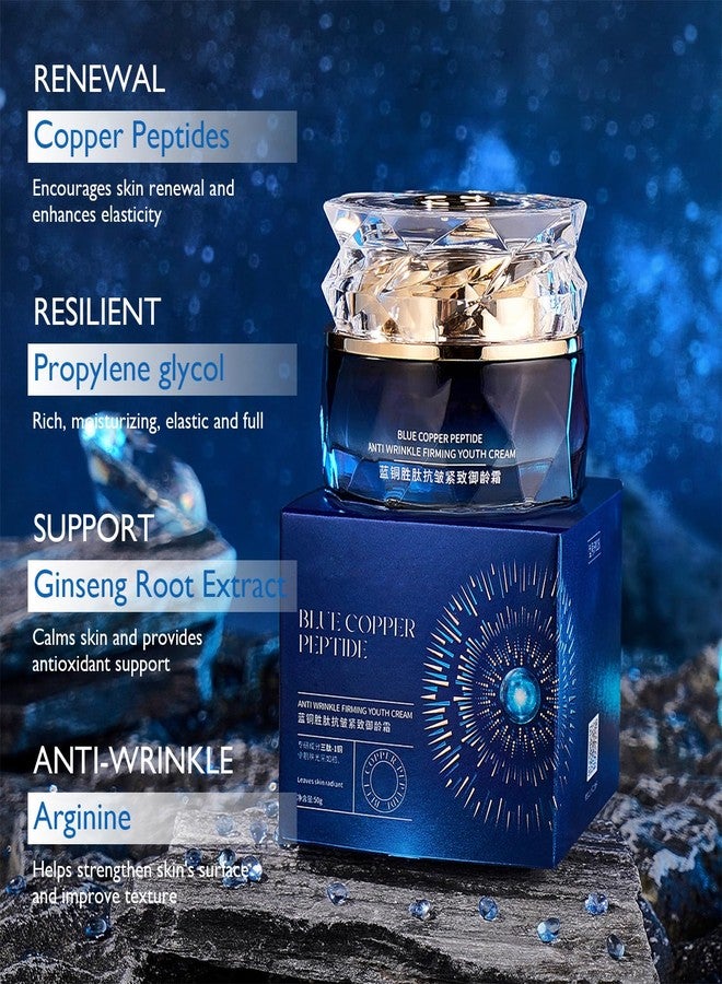 Grospe Blue Copper Peptide Face Cream - GHK-Cu Moisturizer for Wrinkles & Fine Lines, Hydrating & Firming Anti-Aging Treatment for Face and Neck, 1.7oz - Image 2