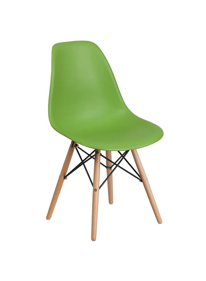 Taimi 2-Piece Office Dining Kitchen and Living Room Plastic Chair with Wooden Legs Green 70x40x40cm  - Image 5