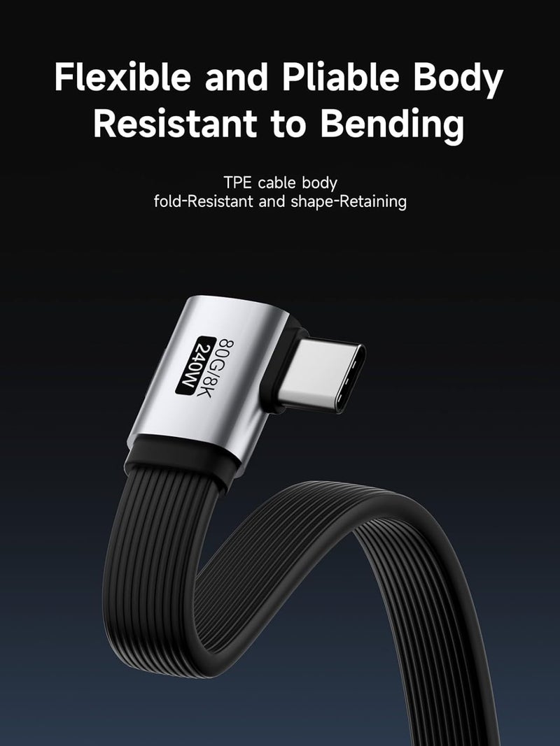 هاجيبس USB4، نقل بيانات بسرعة 80 جيجابت في الثانية، شحن سريع بقدرة 240 واط عبر كابل USB-C، كابل قصير USB 4 V2.0 بدقة 8K@60Hz لأجهزة iPhone 17 16 15 Pro Max وiPad Pro وThunderbolt 5/4 (جانبي بزاوية 90 درجة، 25 سم) - Image 5