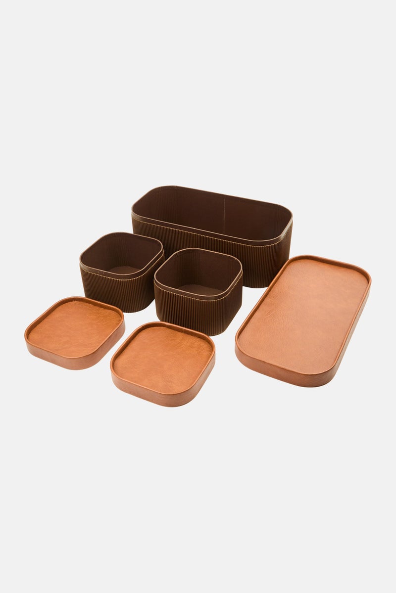 Muy Mucho 3 Pcs Storage Boxes With Lid Set 32 L x 12 H x 16 W, Brown  - Image 3
