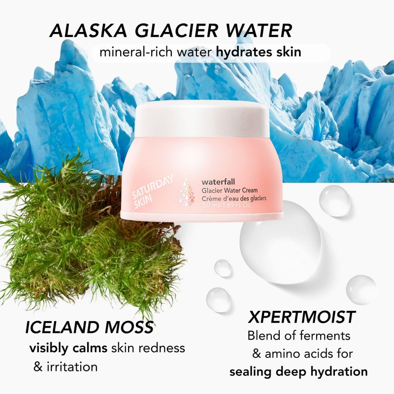 Saturday Skin Face Moisturizer Water Face Cream Natural Oil free Gel Type Cream From Alaska Glacier Water Day & Night Korean Skin Care Cream Soothing Hydrating Facial Moistrurizer (1.69 Fl. Oz. 50ml) - Image 3
