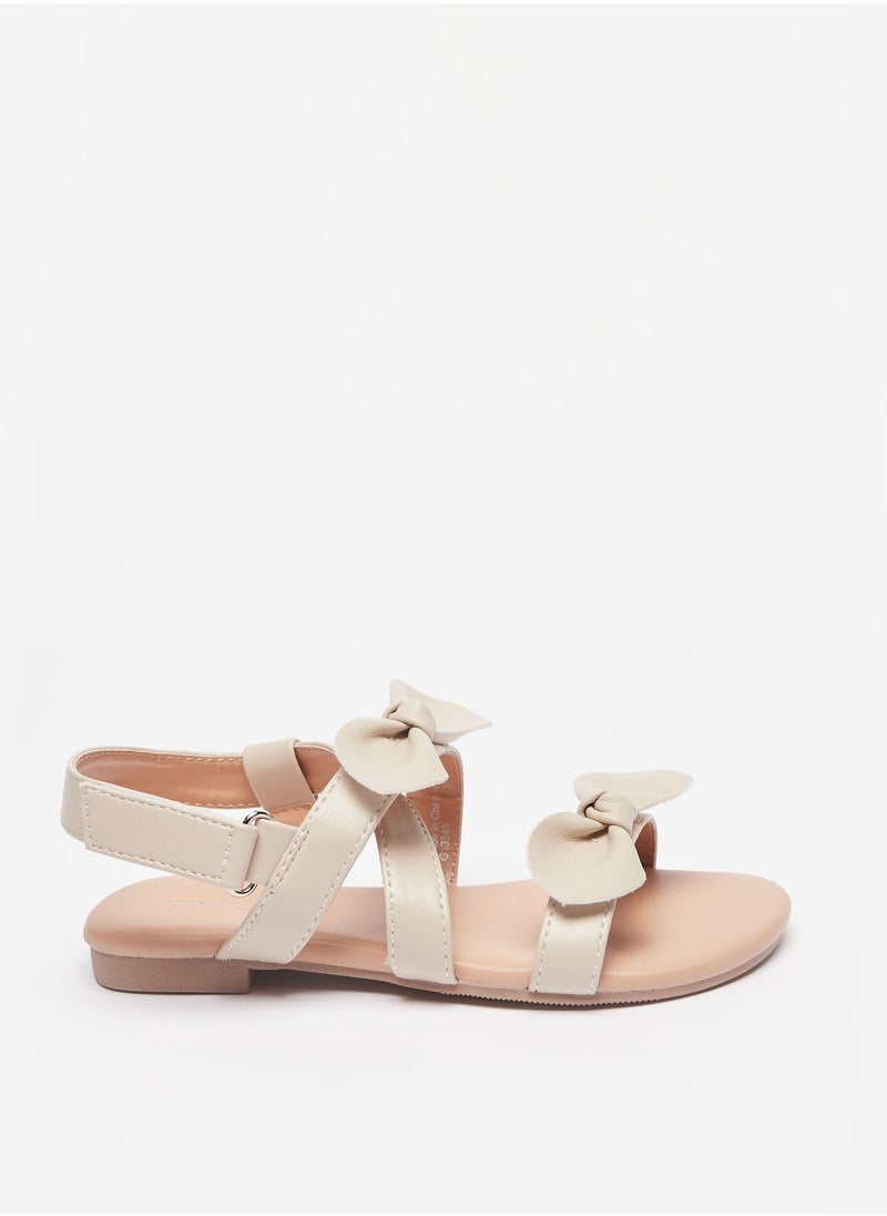 Flora Bella By Shoexpress - Girls Bow Accent Sandals with Hook and Loop Closure - Image 1