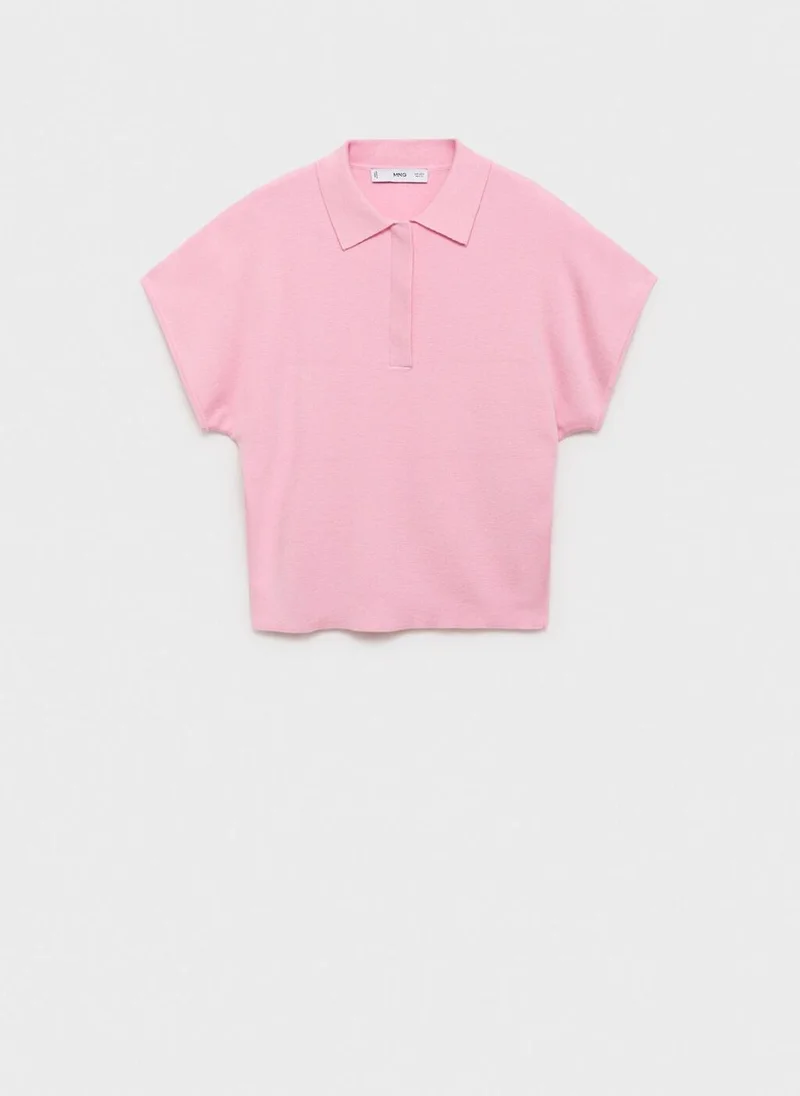 MANGO Short-sleeved polo-neck sweater