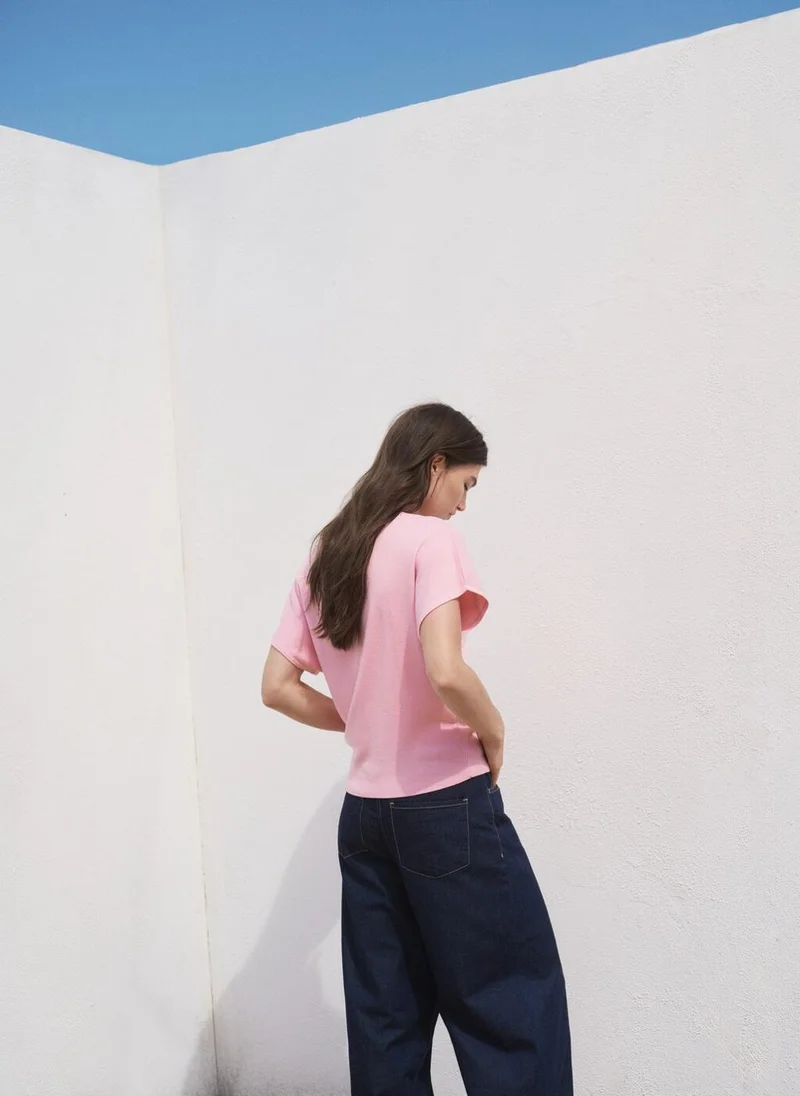 MANGO Short-sleeved polo-neck sweater