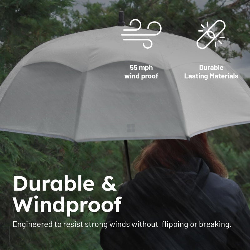 Weatherman Umbrella - Stick Umbrella - Windproof Umbrella Resists Up to 55 MPH Winds (Black) - Image 2