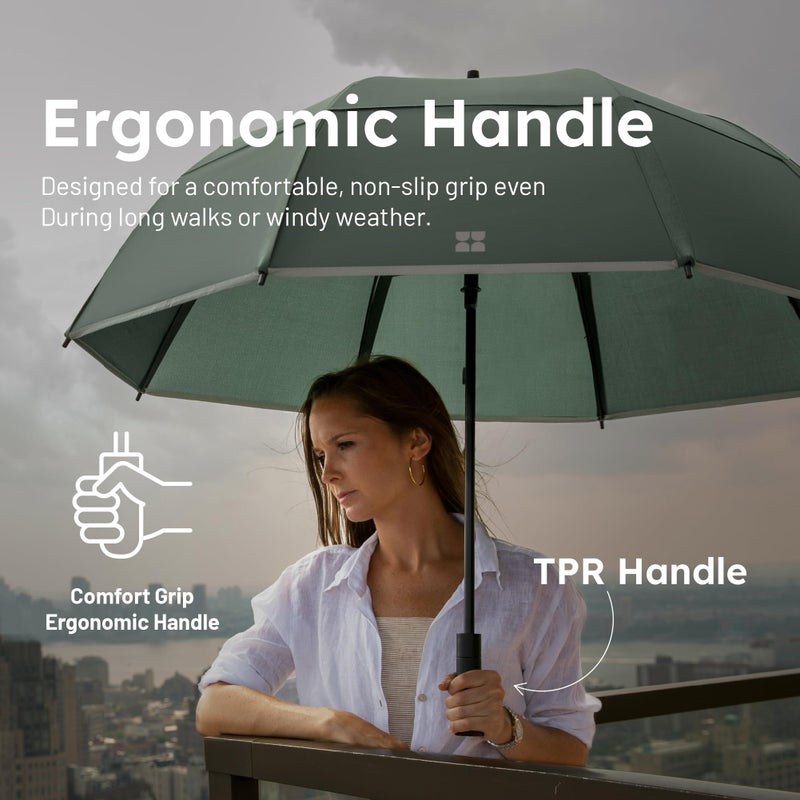 Weatherman Umbrella - Stick Umbrella - Windproof Umbrella Resists Up to 55 MPH Winds (Black) - Image 4