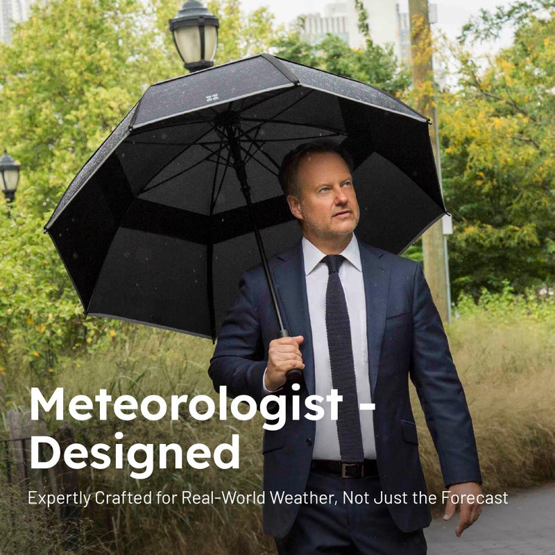 Weatherman Umbrella - Stick Umbrella - Windproof Umbrella Resists Up to 55 MPH Winds (Black) - Image 5