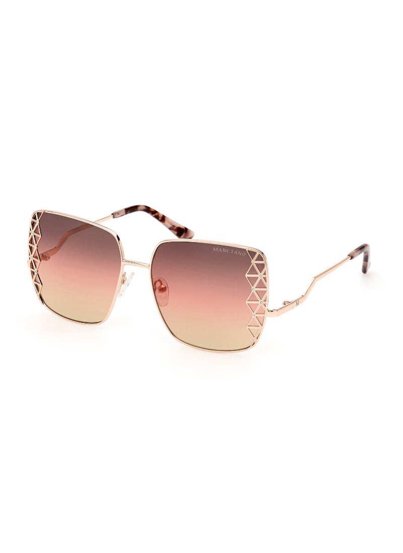GUESS BY MARCIANO - نظارات شمسية معدنية مربعة الشكل للنساء حماية من الأشعة فوق البنفسجية GM082928T59 - حجم العدسة: 59 مم - ذهب وردي لامع - Image 1