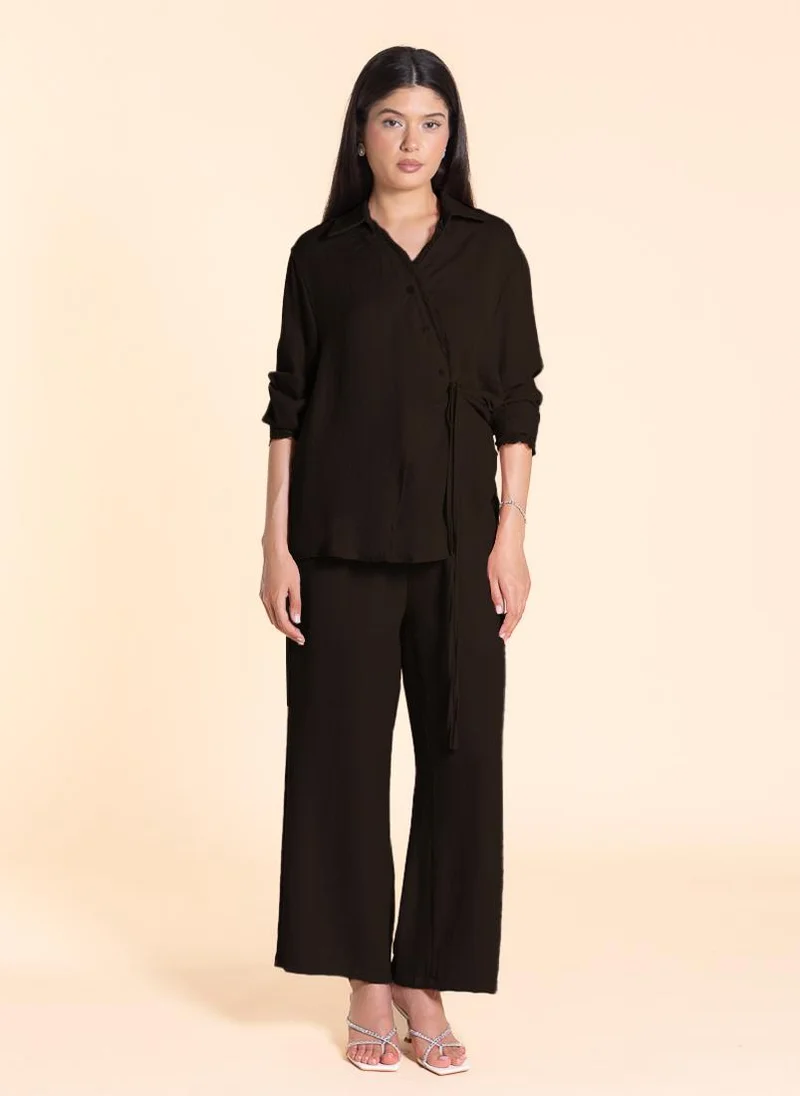 شايبس LACE DETAILED WRAP SHIRT SET
