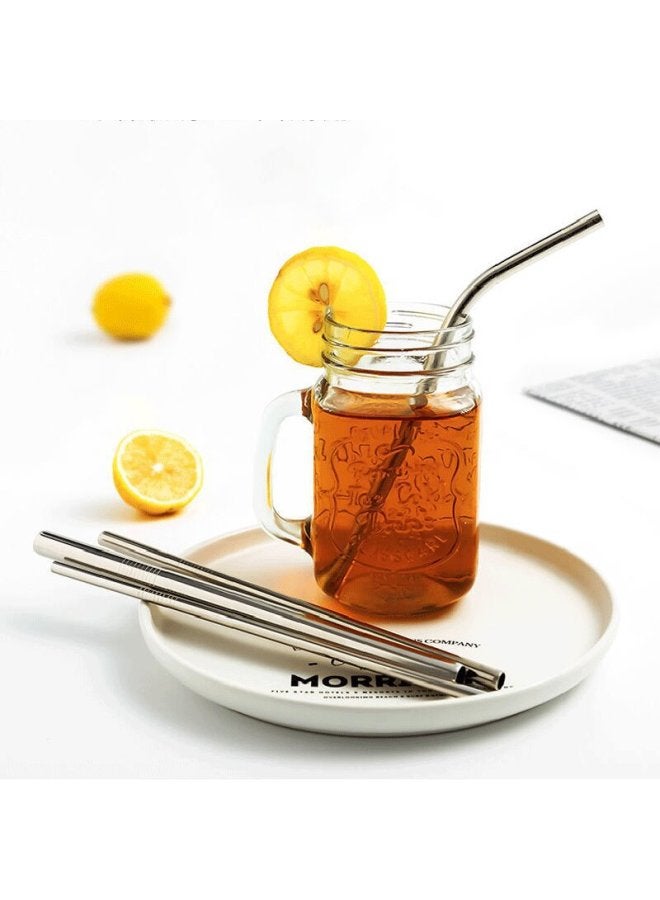 Reusable Stainless Steel Straw Straight Tube Curved Mixing Tube Juice Water Cup Cold Drink Tube 304 Non-shell Straw-Color:12*260mm Straight Tube - Image 3