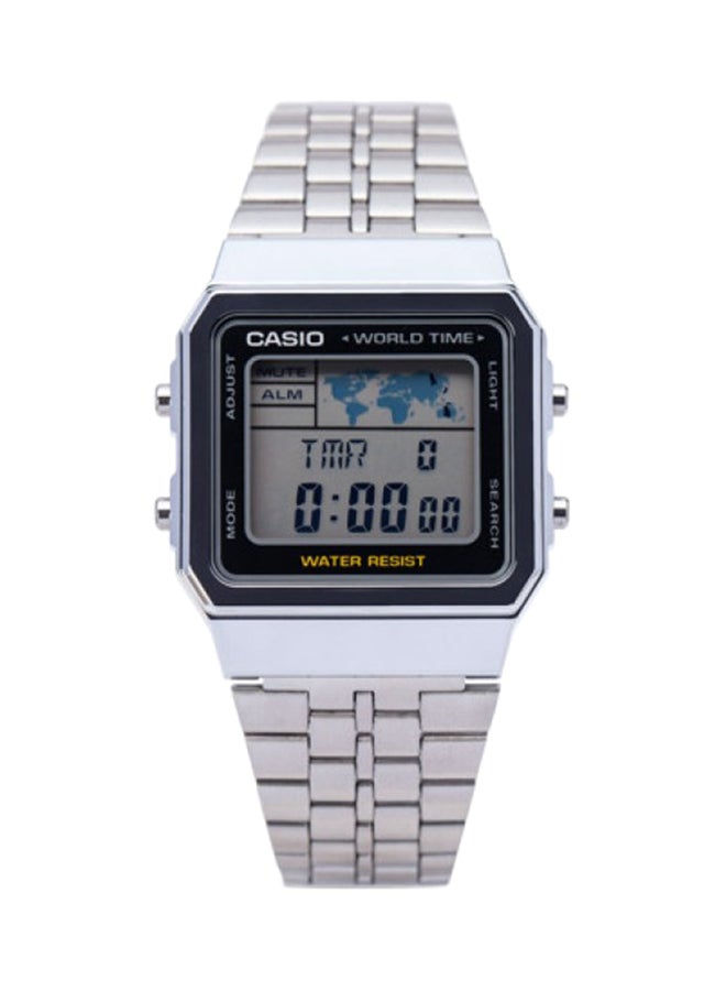 CASIO Men Stainless Steel Digital Wrist Watch A500WA-1DF - 34 mm - Silver - Image 1