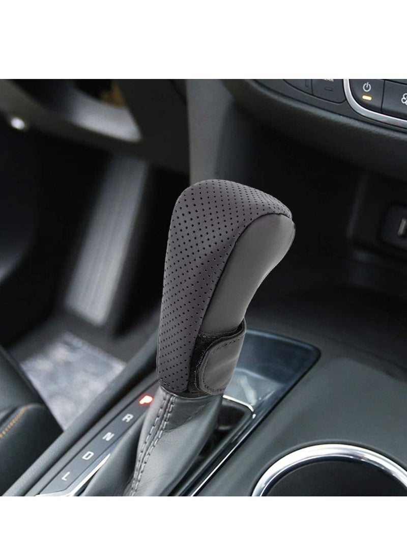 SYOSI Easy to Disassemble and Install Tools Sets Easy to Install Universal Nonslip Breathable Genuine Leather Car Gear Shift Knob Cover (Black) - Image 1
