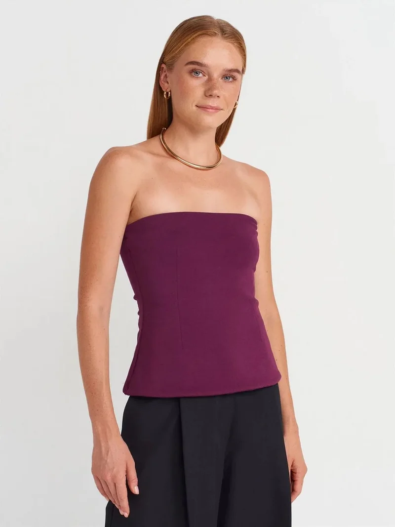 ديلفين Dilvin Strapless Slim-fit Bandeau Blouse