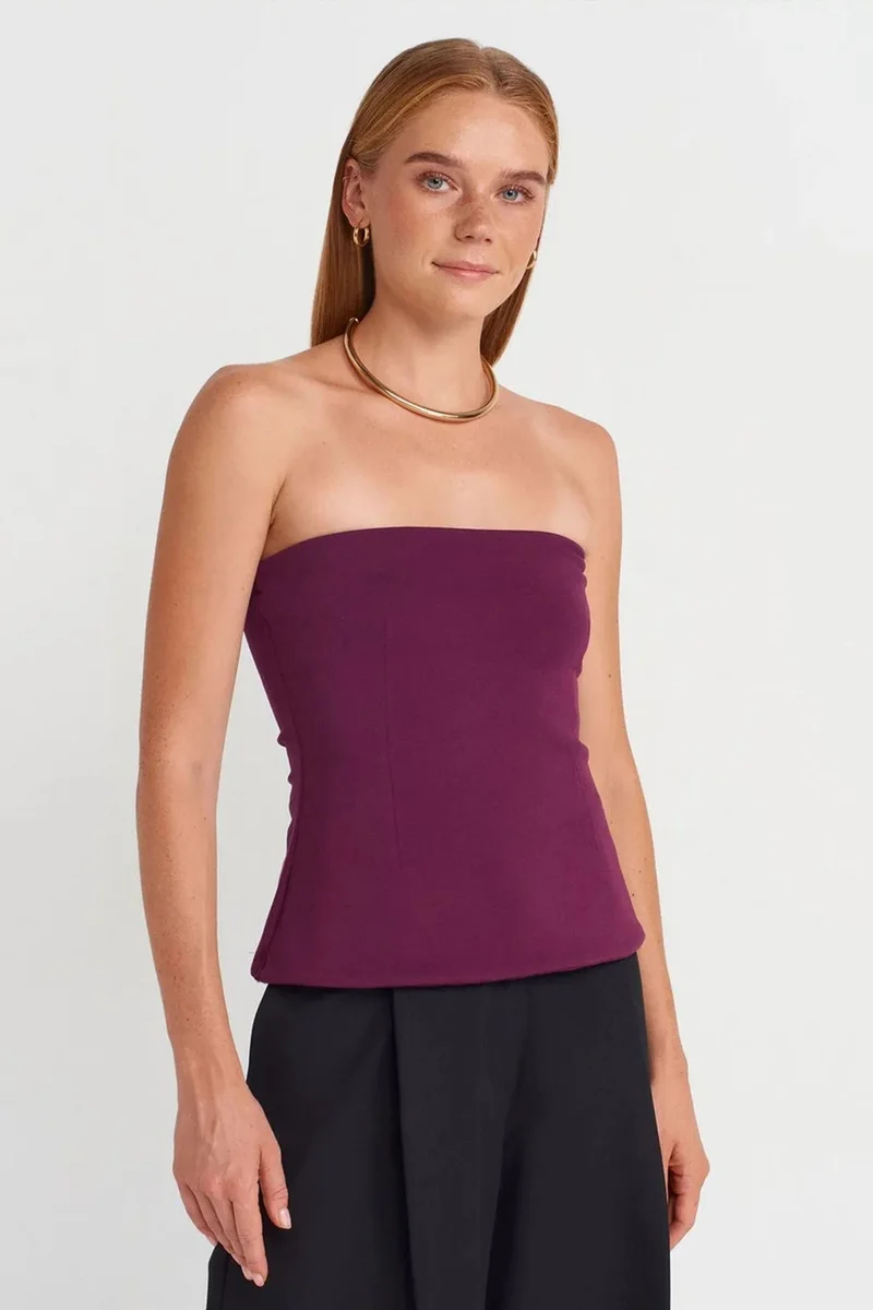 ديلفين DILVIN Strapless Slim-fit Bandeau Blouse