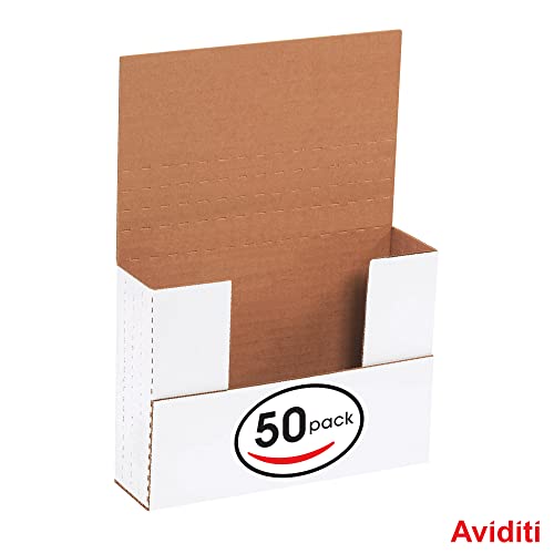 Aviditi White Easy-Fold Mailing Boxes, 7 1/2 x 5 1/2 x 2 Inches, Pack of 50, Crush-Proof, for Shipping, Mailing and Storing (M752BF) - Image 3