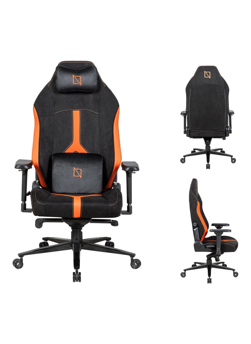 NAVODESK - APEX PRO EVO SERIES High Back Computer Gaming Chair with Magnetic Swappable Armrests Lumbar Pillow Magnetic Headrest by NAVO EVO PRO Hypersuede Flaming Orange - Image 1