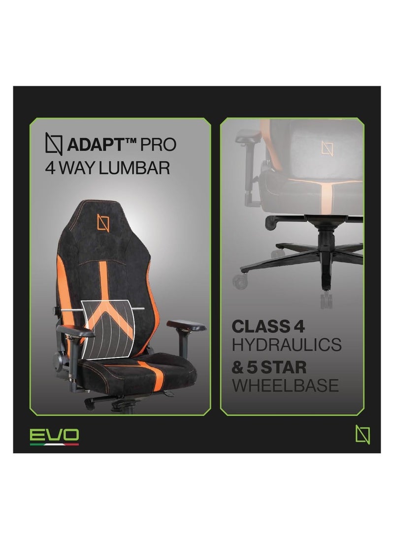 NAVODESK - APEX PRO EVO SERIES High Back Computer Gaming Chair with Magnetic Swappable Armrests Lumbar Pillow Magnetic Headrest by NAVO EVO PRO Hypersuede Flaming Orange - Image 1