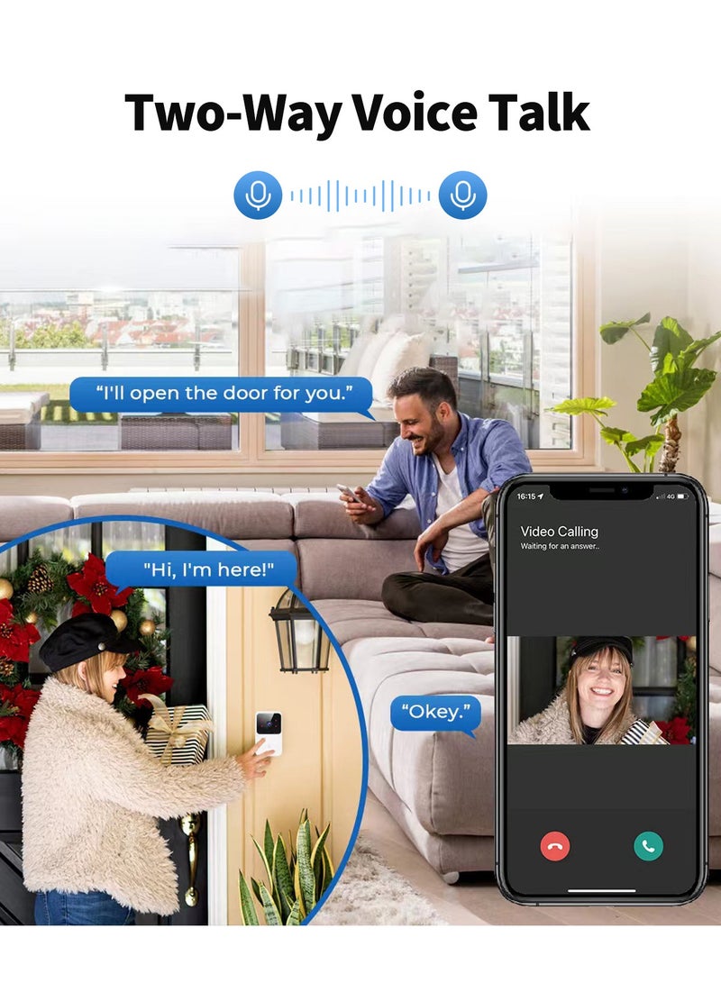 Bcarenest Smart WiFi Video Doorbell with Tuya App, Two-Way Audio & Voice Changer, IR Night Vision, Family Sharing, 400mAh Battery, Long Standby Time - Image 4