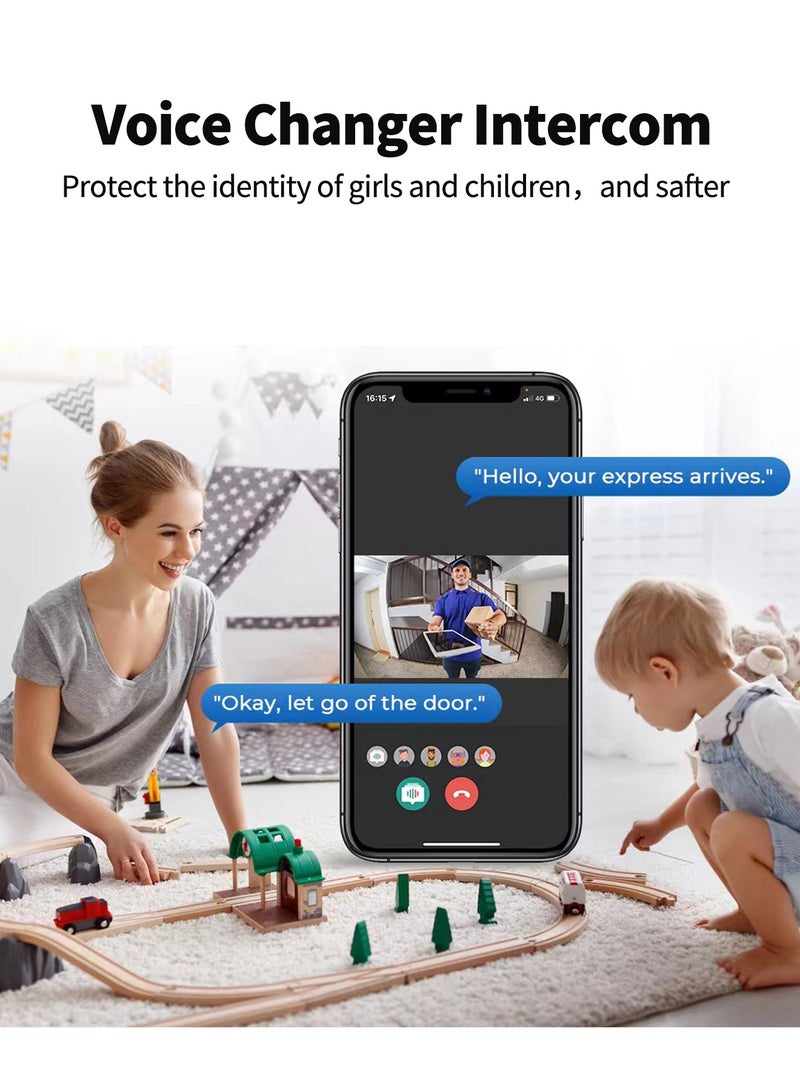 Bcarenest Smart WiFi Video Doorbell with Tuya App, Two-Way Audio & Voice Changer, IR Night Vision, Family Sharing, 400mAh Battery, Long Standby Time - Image 3