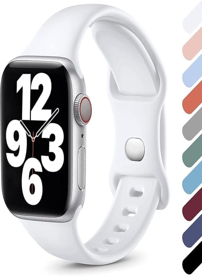 Next Next Store Sport Band Compatible with iWatch 41mm 40mm 38mm, Silicone Replacement Strap Compatible with iWatch Series 1 to 9, White, Adult.