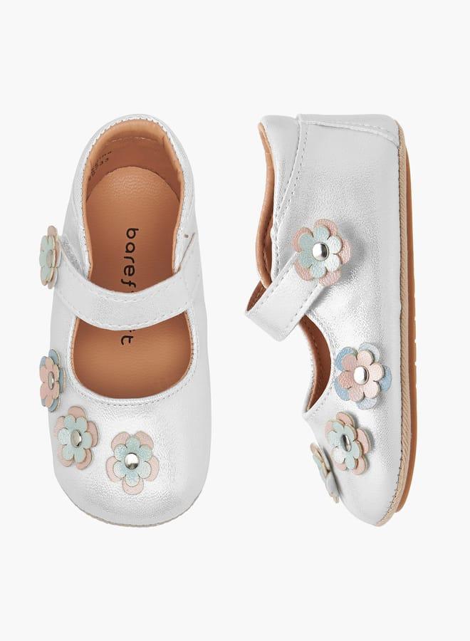 Barefeet Girls Floral Accent Booties with Hook and Loop Closure - Image 3