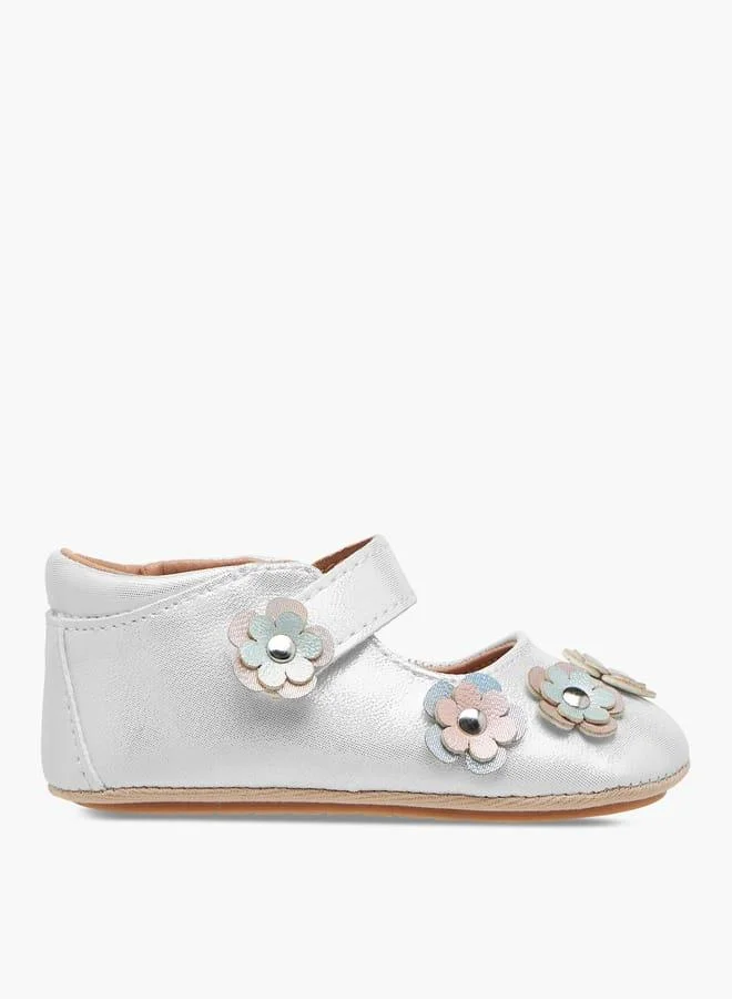 Barefeet Girls Floral Accent Booties with Hook and Loop Closure