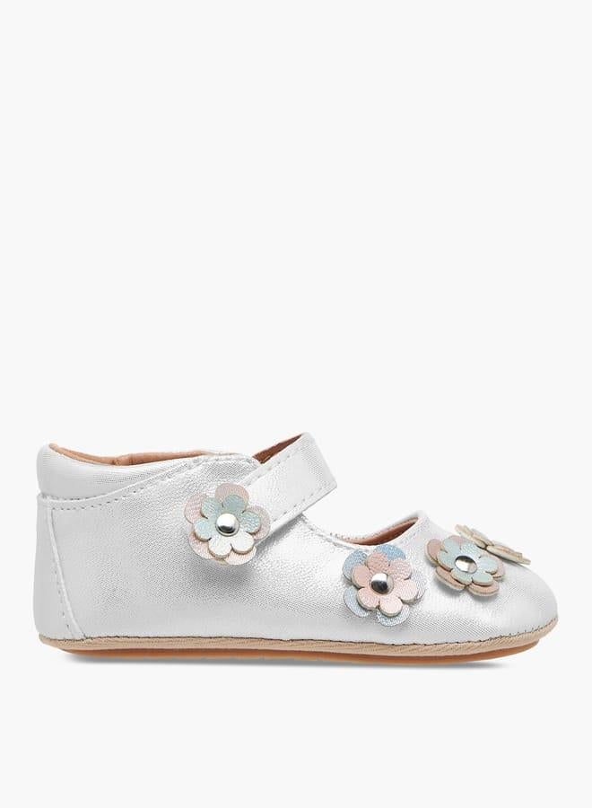 Barefeet Girls Floral Accent Booties with Hook and Loop Closure - Image 2