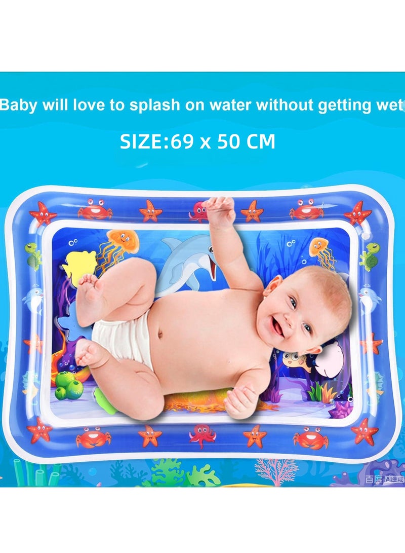 بساط مائي للعب أثناء النوم على البطن، بساط مائي للأطفال للنشاط الحسي المنفوخ للرضع 3-12 شهرًا، صالة أنشطة تطورية للأطفال الرضع، هدية للأطفال الصغار - Image 2