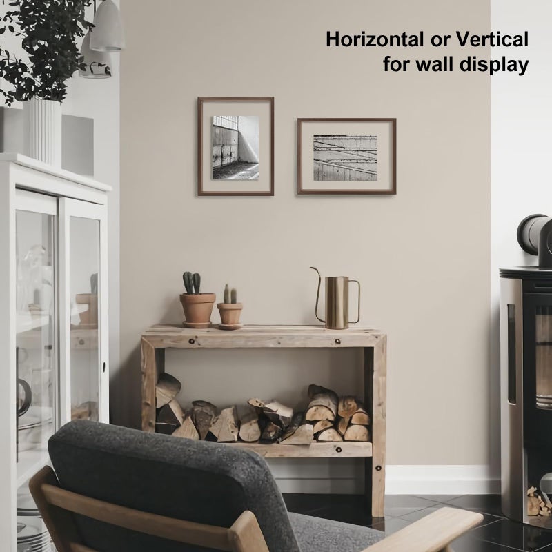 Egofine 9x12 إطارات العائمة مجموعة من إطار صورة مزدوج زجاجي مصنوع من الخشب الصلب عرض أي صورة بحجم يصل إلى 9x12 حائط أو طاولة بنية - Image 5