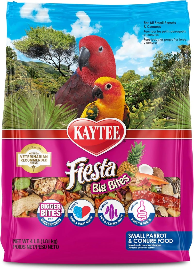 Kaytee Fiesta Big Bites Food For Small Pet Parrots And Conures, 4 Pound - Image 1