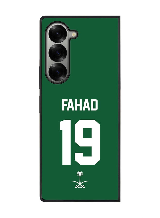 Stylizedd Rugged Black edge case for Samsung Galaxy Z Fold6, Slim fit Case Flexible TPU Gel Thin Cover - Football Team - Saudi Arabia, Player Name - Fahad - Image 1