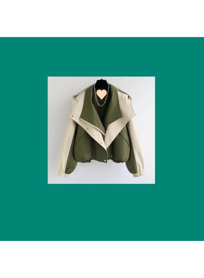 Autumn Waist Thickened Short Windbreaker 2024 Contrast High-end Women's Spring And Autumn Casual Fashion Jacket 