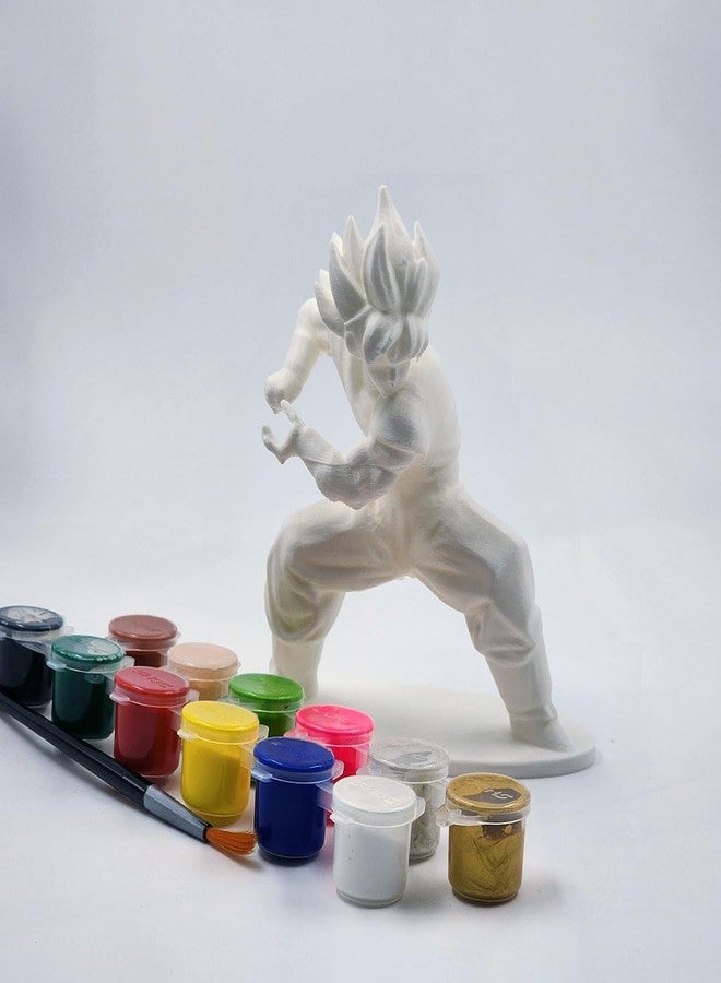 CUBIX3D DIY Paint Your Own Anime Fighter Statue Kit | 12 Colors & Brush Included | Art & Craft Activity for Kids & Adults | Stress Relief & Home Decor Figurine - Image 4