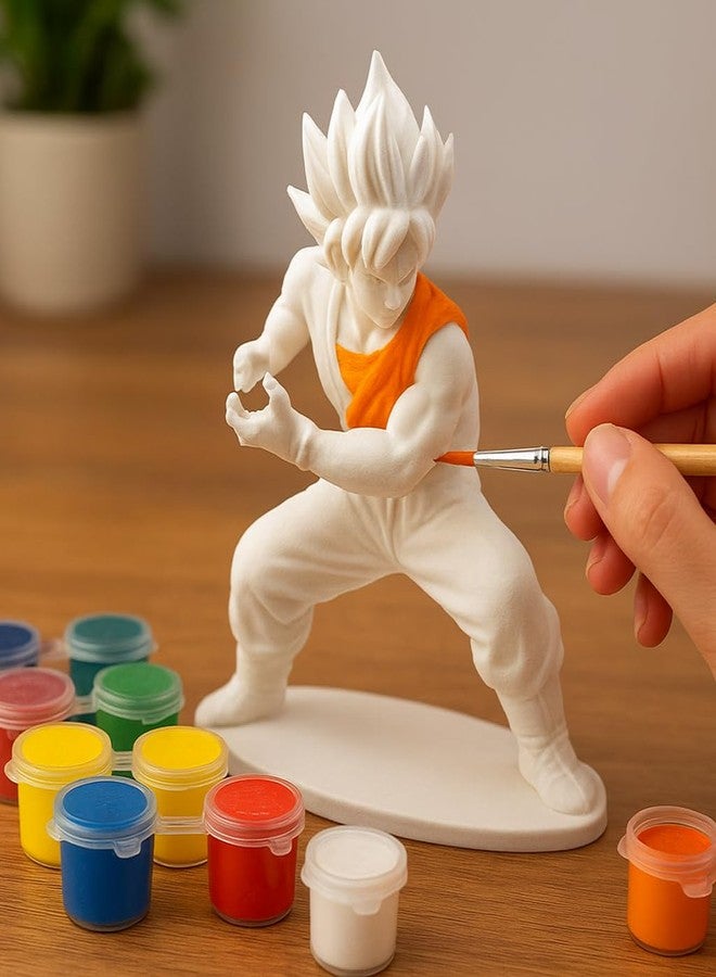 CUBIX3D DIY Paint Your Own Anime Fighter Statue Kit | 12 Colors & Brush Included | Art & Craft Activity for Kids & Adults | Stress Relief & Home Decor Figurine - Image 2