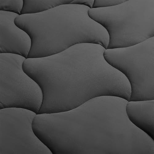 SLEEP ZONE King Size Mattress Pad Cooling Mattress Topper Quilted Fitted Mattress Cover Machine Washable Mattress Protector Soft Fluffy Down Alternative Deep Pocket 821 inch Black King - Image 1