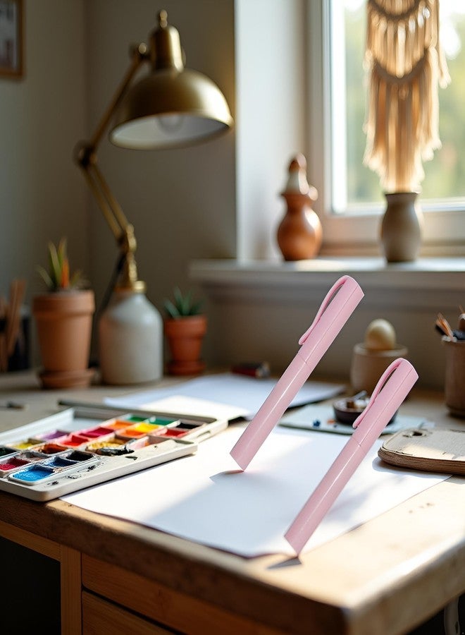 Dwuww 2Pcs Pink Pen Shape Folding Scissors, Multifunctional Handwork Art Scissors Stationary DIY Safe Folding Scissor 2-in-1 Pen Style Scissor Use Safety Cutting Tool Craft Supplies - Image 3