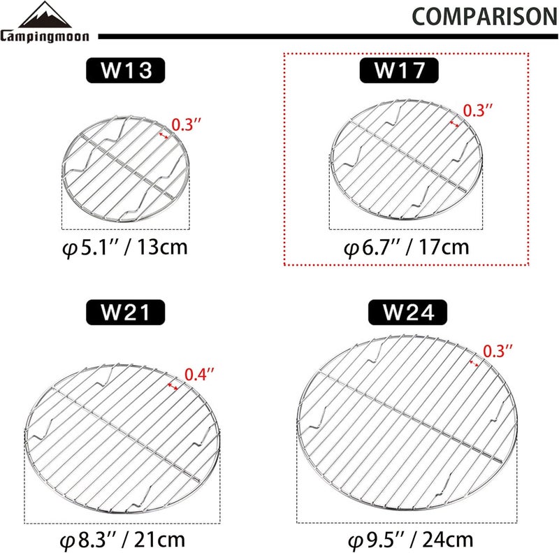 camping moon CAMPINGMOON Round Stainless Steel Roasting Baking Steaming Cooling Rack Cooking Grid Grill Fits for Dutch Oven (φ6.7inch fits for 8-inch Dutch Oven W17) - Image 5