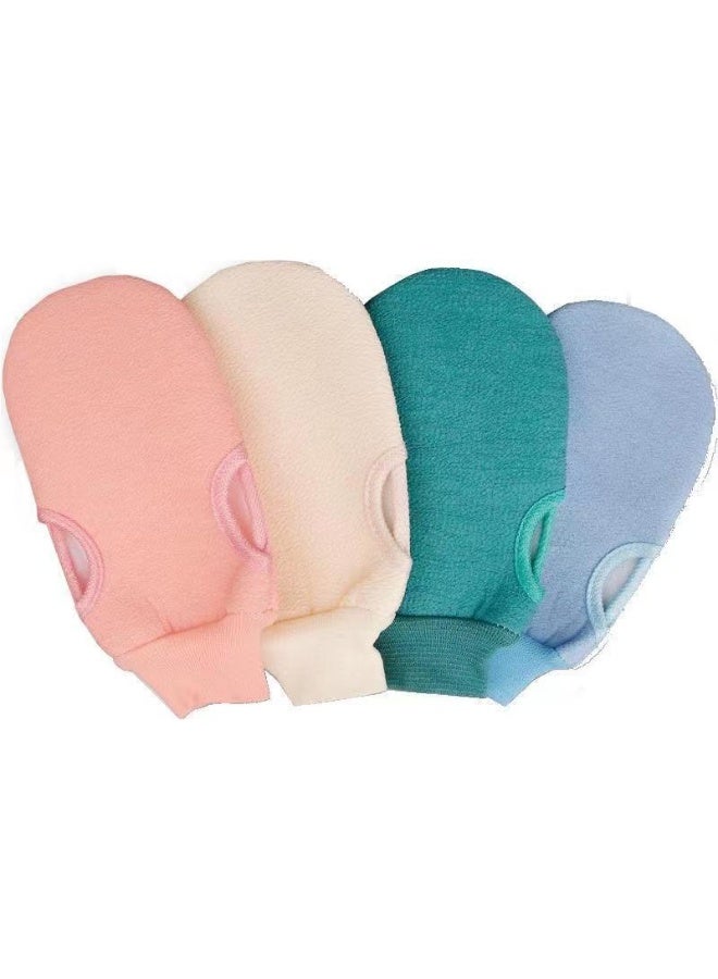 يوكانبي ٤ قطع من قفازات الاستحمام للتقشير – قفازات مزدوجة الجوانب لتقشير الجسم والتدليك، إكسسوارات استحمام قابلة لإعادة الاستخدام - Image 1