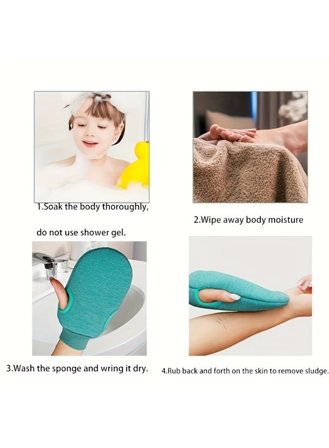 يوكانبي ٤ قطع من قفازات الاستحمام للتقشير – قفازات مزدوجة الجوانب لتقشير الجسم والتدليك، إكسسوارات استحمام قابلة لإعادة الاستخدام - Image 3
